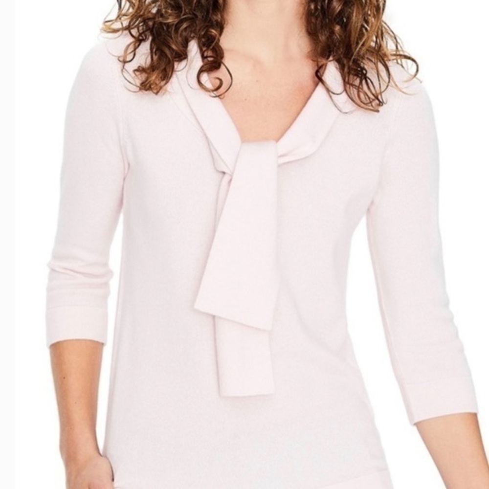 Boden Wool Cashmere Pink Blush Tie Neck SweaterWomen Sz 12
